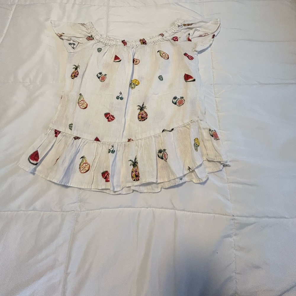 Zara Basic Off-Shoulder Top with Fruit Print